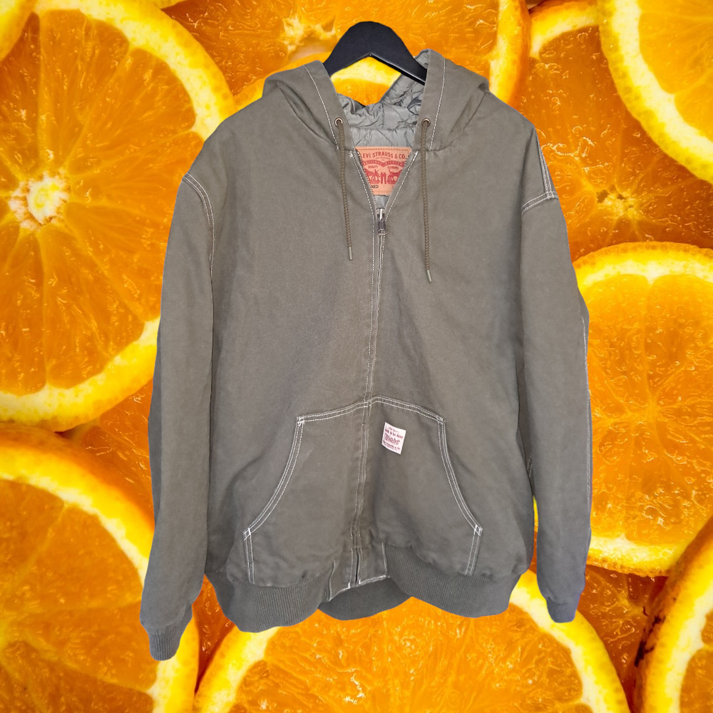 NWT Levi's Olive Green Hooded Insulted Canvas‎ Zip Up Jacket Size 3XL